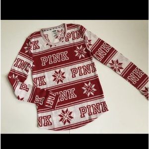 NEW Victoria’s Secret PINK Waffle Sleep Shirt/Victorias Secret Christmas Pajamas